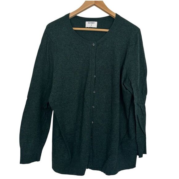 Old Navy Heathered Green Knit Button Front Classic Women’s Cardigan size 2X Plus - Picture 1 of 6